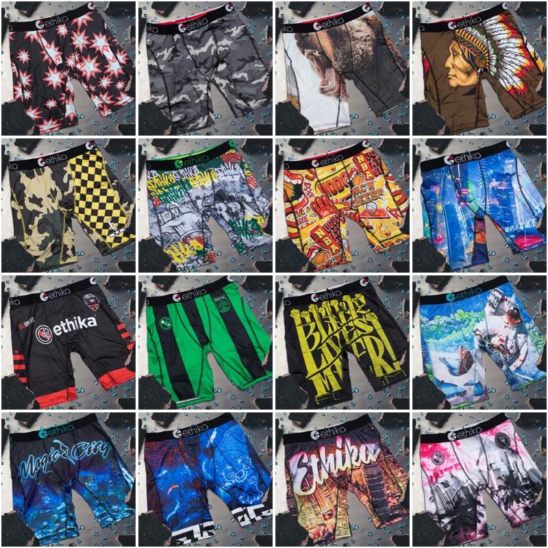 ETHIKA, 1 Uds., ropa interior para hombre, Boxers de malla transpirable con entrepierna, calzoncillos para hombre de talla grande, bragas para hombre, calzoncillos Boxers estampados para hombre L-3XL