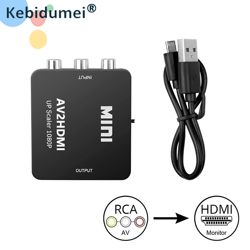 HD 1080P AV RCA to HDMI-compatible Composite Adapter Converter With USB Cable CVBS AV Adapter For N64 Wii PS1/2/3 Xbox One SNES