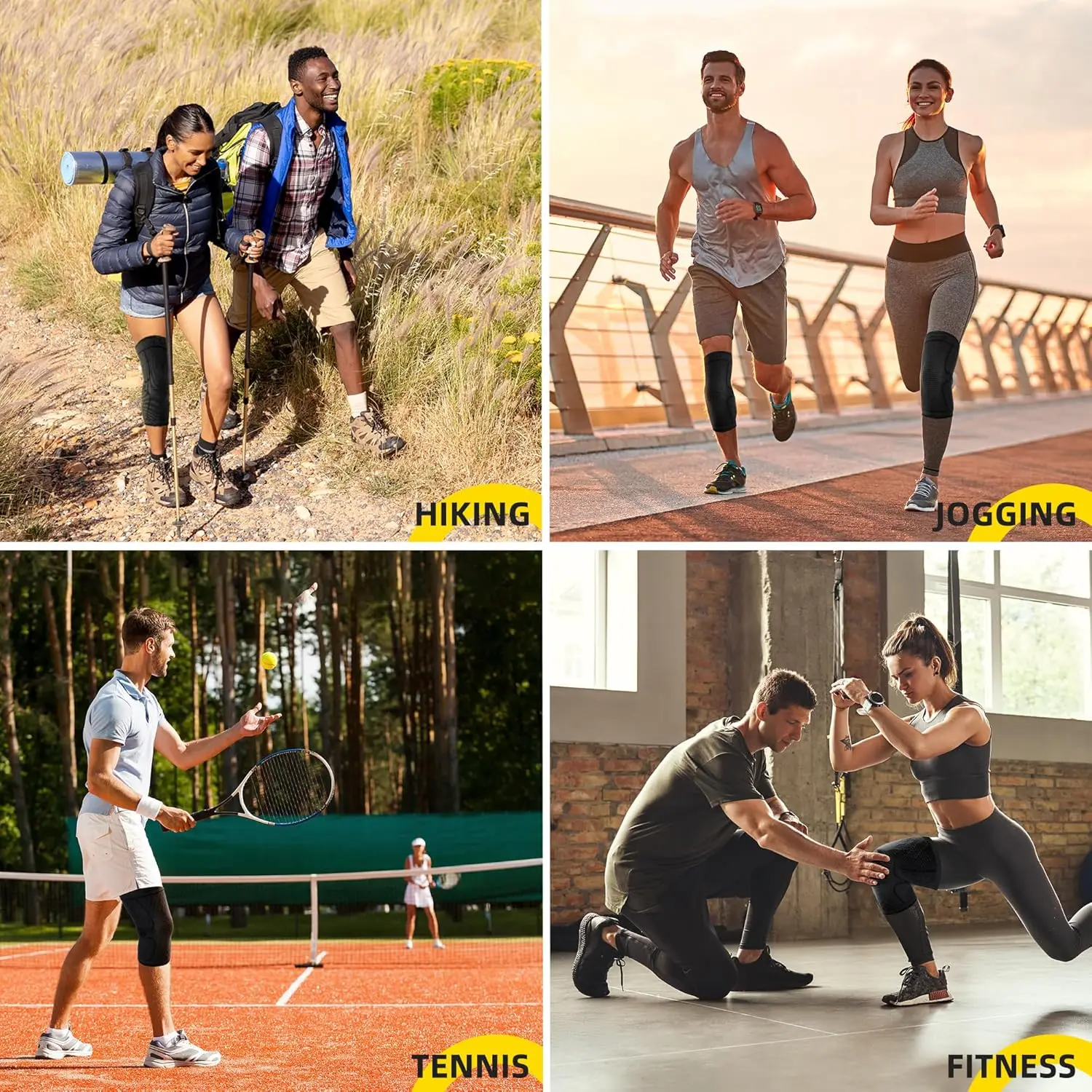 قطعتان من أكمام الركبة الضاغطة للجنسين - دعم وحماية الركبة لكرة السلة والجري وركوب الدراجات وجميع الرياضات #5