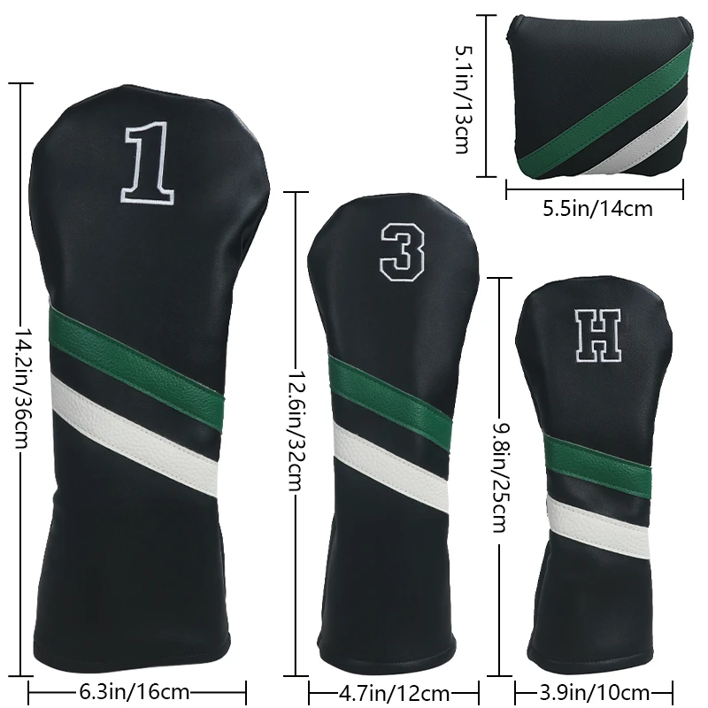 Golf Club Head Cover Black Synthetic With Green Accents Durable Protective Sleeve Golf Accessories Golf Headcover Set image 3