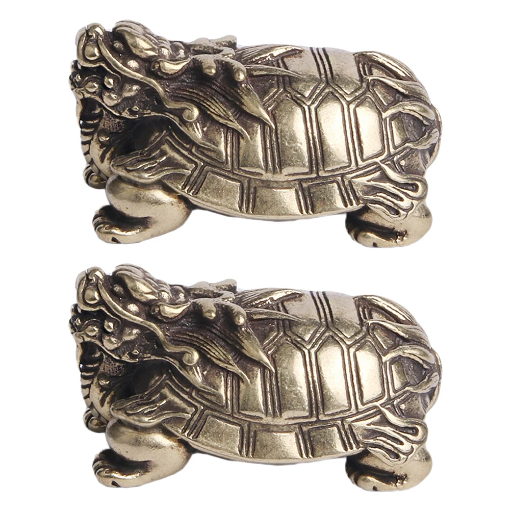 

2 Pcs Tea Pet Ornament Dragon Tortoise Statue Exquisite Ornaments Decoration Decorative Hollow