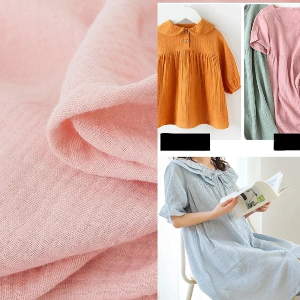 Cotton Double-layer Gauze Fabric Baby Dress Dress Long Short Sleeved T-shirt Diy Sewing Design Wholesale Material Cloth by Meter