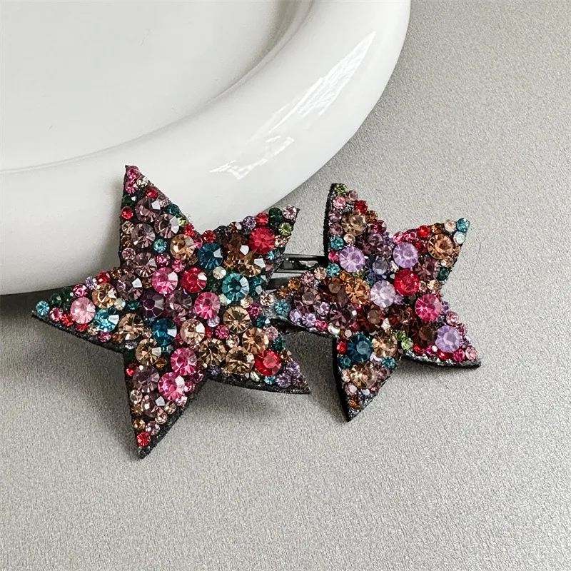 Korean Fashion Star Rhinestone Hairpins Women Girls Hair Clips Pins Barrettes Accessories Hairgrips Headdress Headwear Ornament