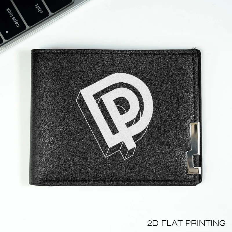 Portafoglio in PU minimalista con logo DP Portafoglio da uomo sottile Business Fashion Design compatto Durevole Leggero Uso quotidiano Finitura premium