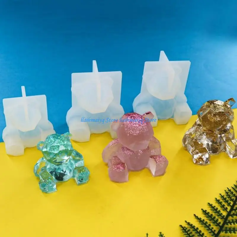 573B 3 Types DIY Epoxy Resin Little Bear Crafts Plaster Silicone Mold Jewelry Making