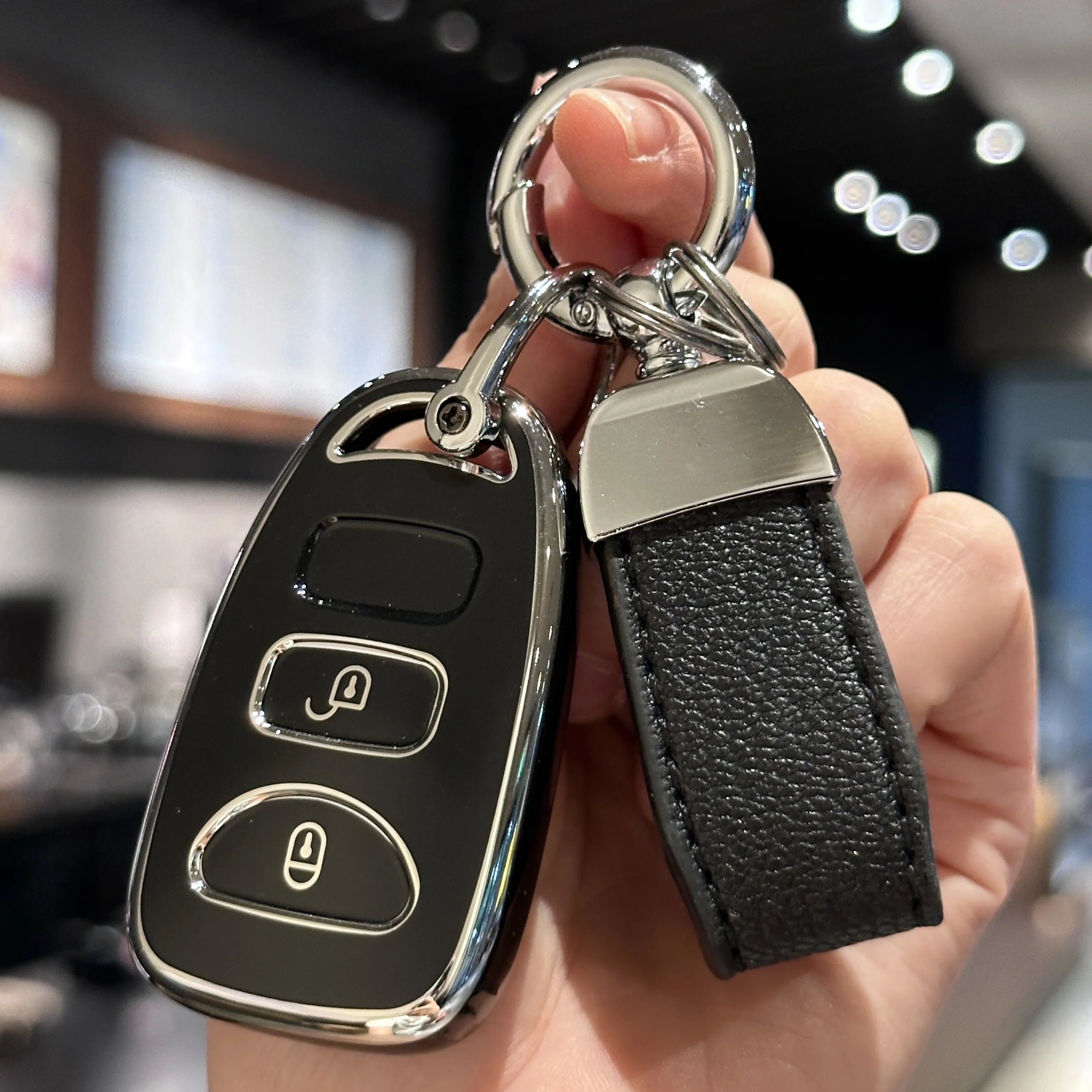 Key Fob Cover Keyring Car Keychain for For Hyundai Elantra Santa Fe Accent Tucson