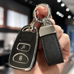 현대 Elantra Santa Fe Accent Tucson 용 열쇠 고리 자동차 키 체인 커버