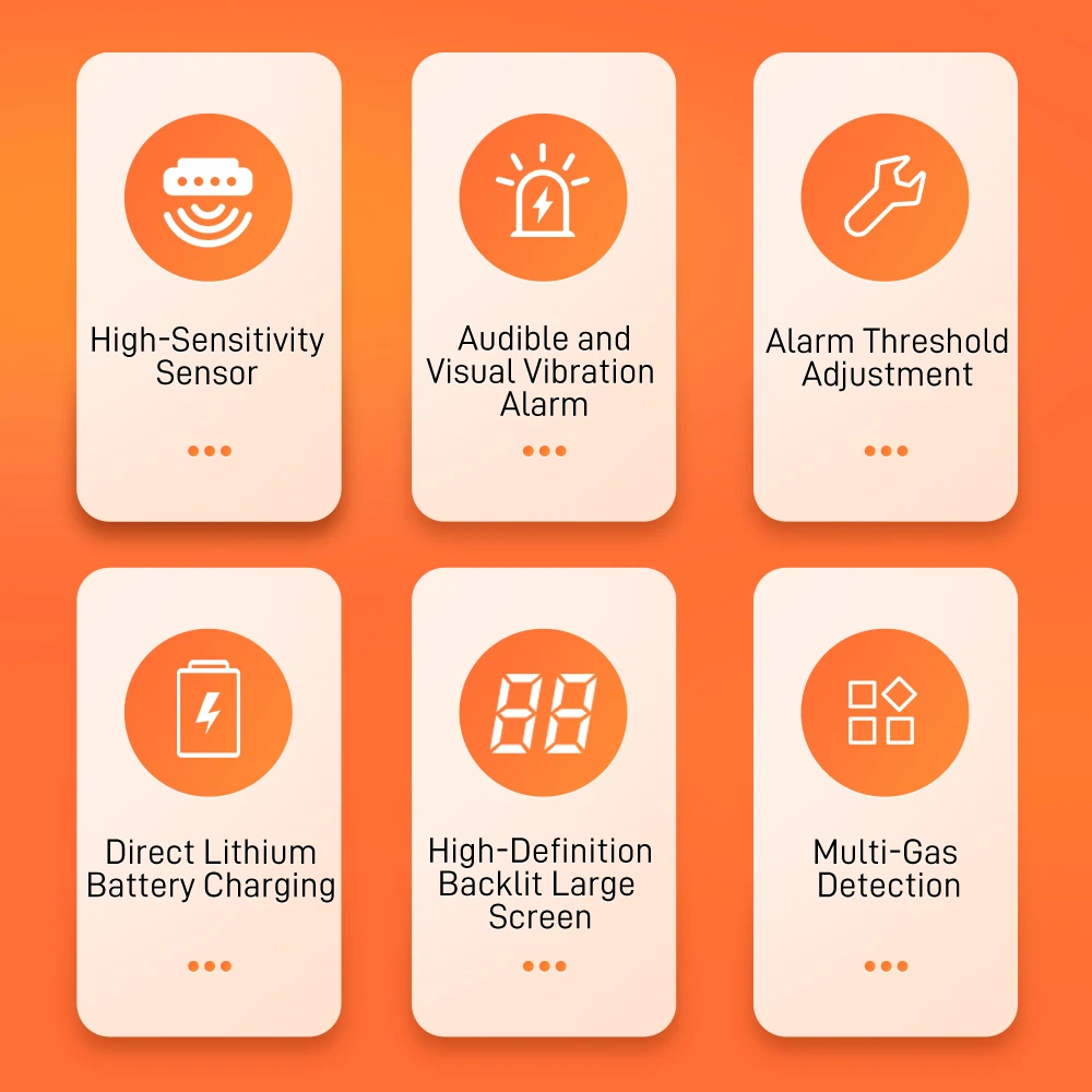 كاشف الغاز المحمول NOHAWK 4 في 1، إنذار تسرب طبيعي قابل للاحتراق مع اهتزاز شاشة الصوت لسلامة المنزل أو المصنع #4