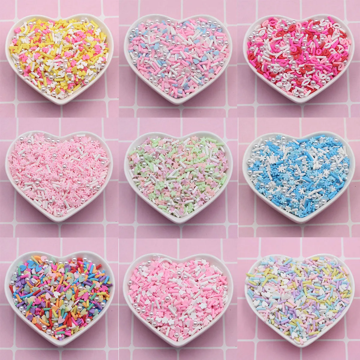 100g/Lot Multi Kinds Clouds Snowflake Hearts Sakura Mixture Polymer Clay Sprinkles for DIY Crafts Accessories