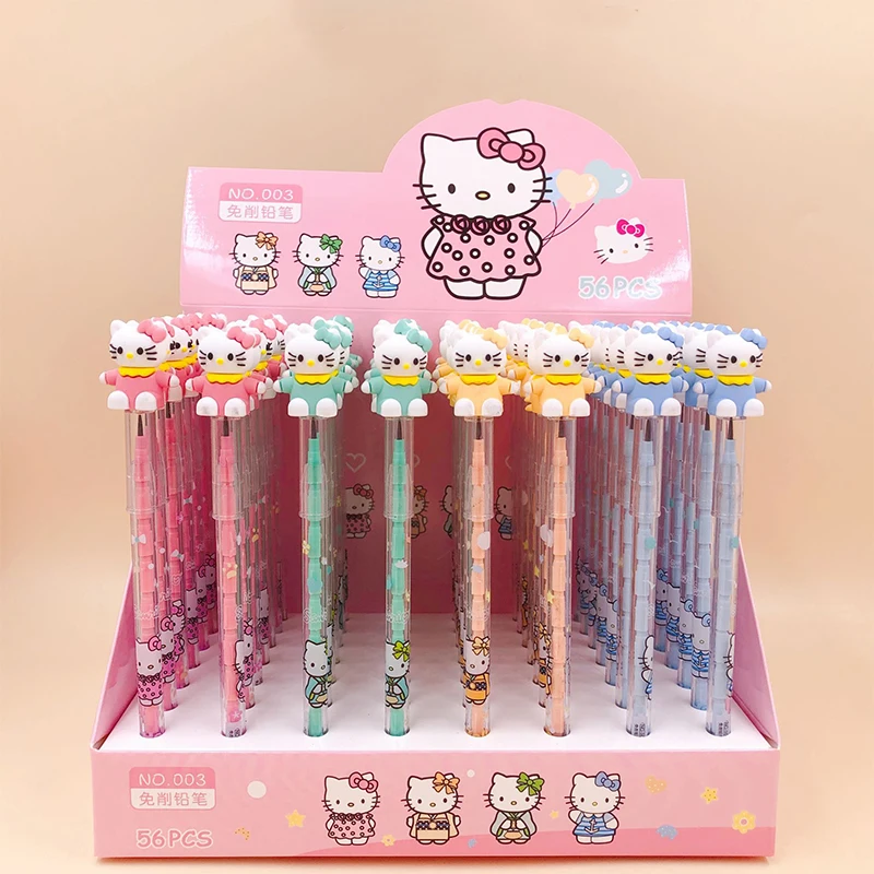 

56pcs Cartoon Sanrio Hello Kitty Cinnamoroll My Melody Pencil Bullet-tipped Pencil Children's Writing Stationery