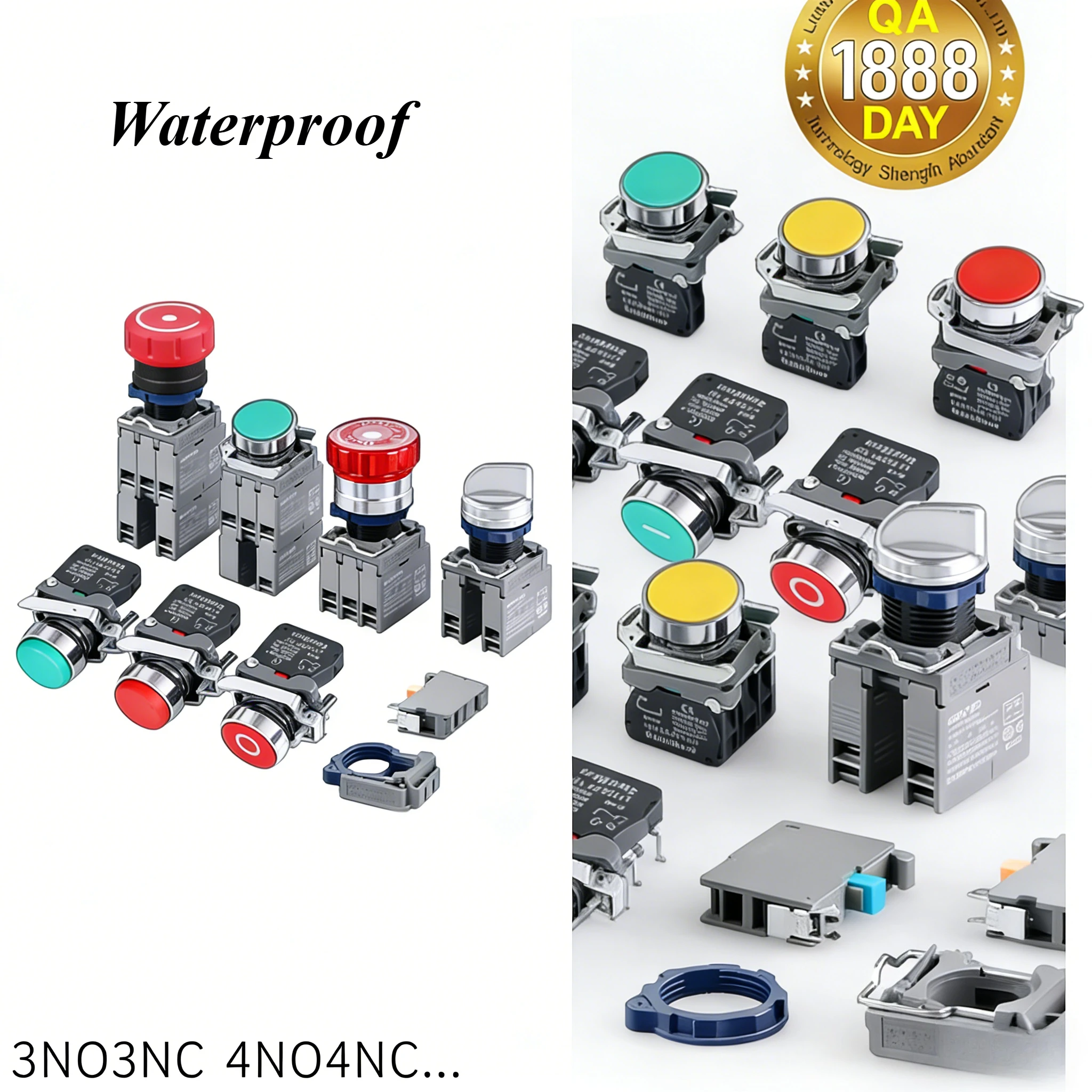9-24V Waterproof Connector 25A High Normally Open Current Metal Button Switch Quick-plug  Switch Without Light Plastic Button