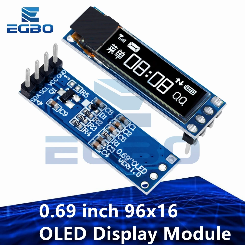 0.69 Inch 96X16 Oled Display Module Wit Display 0.69 "Ssd1306 Lcd-Scherm Control Board Voor Arduino 3-5.5V Iic Interface