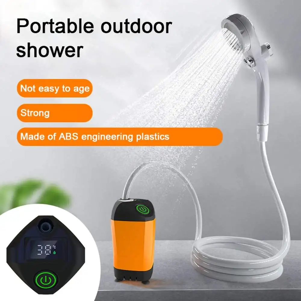 4800mAh Portable Outdoor Camping Electric Shower IPX7 Waterproof with Digital Display Electric Shower Pump for Hiking Travel