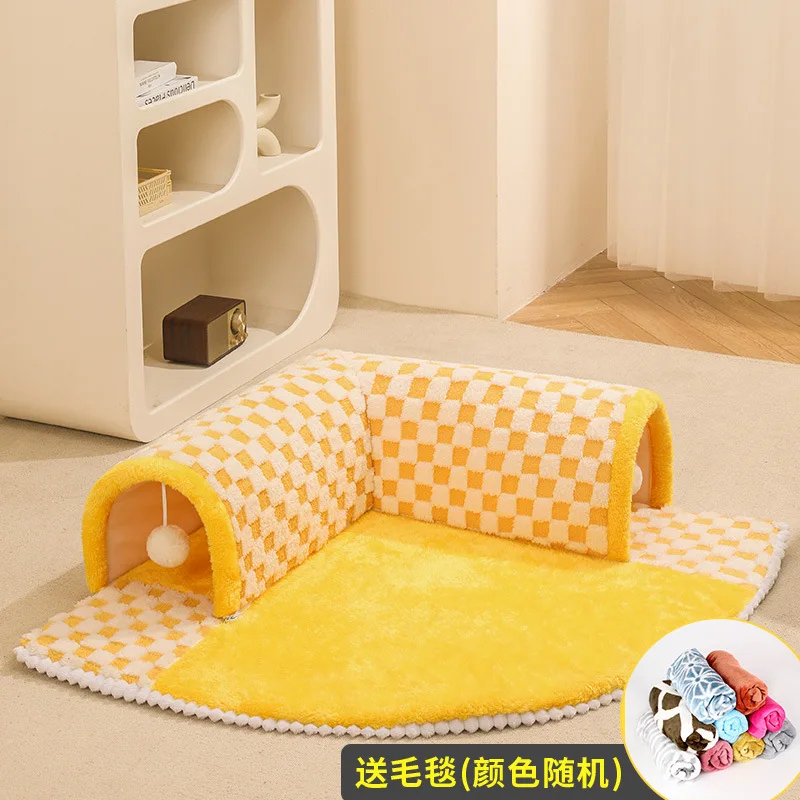 3 Styles Cat Pad Warm Enclosed Tunnel Removable and Washable Shelter Dog House Indoor Bed for Adult Cats Pet Products Supplies