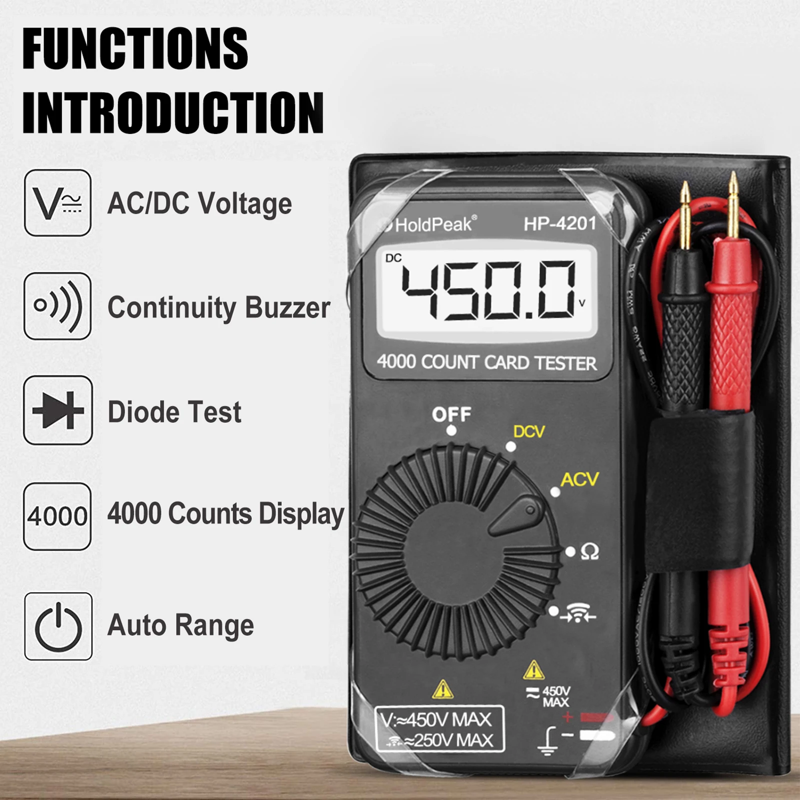 4000 Counts Pocket Digital Multimeter, Auto-Ranging AC/DC Voltmeter Ohm Tester, Portable DMM for Home/DIY/Car Electrical Repairs