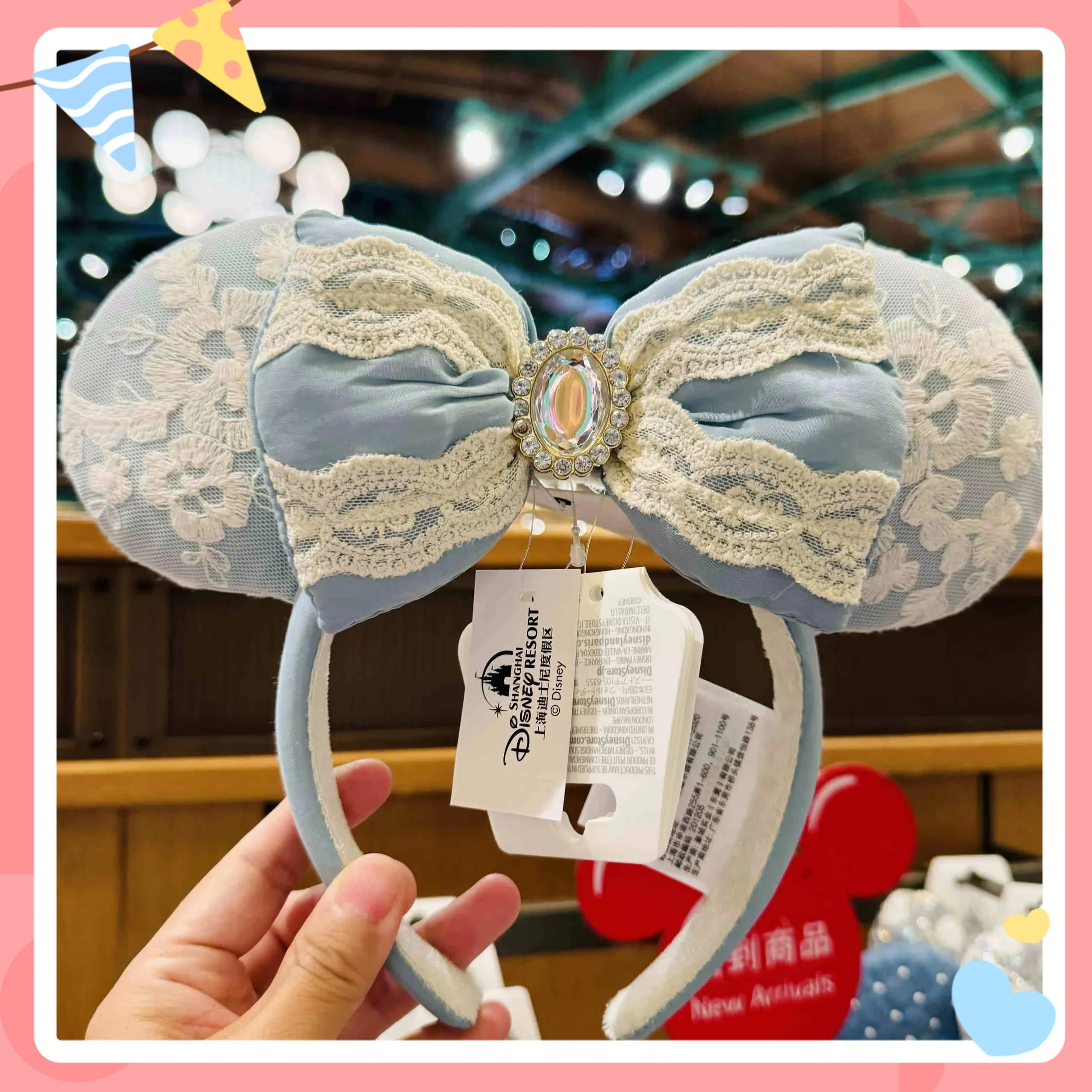 Disney Original Princess Tiana Jasmine Rapunzel Cinderella Ear Headband For Adults Shanghai Disneyland Park Hair Hoop Girl Gifts