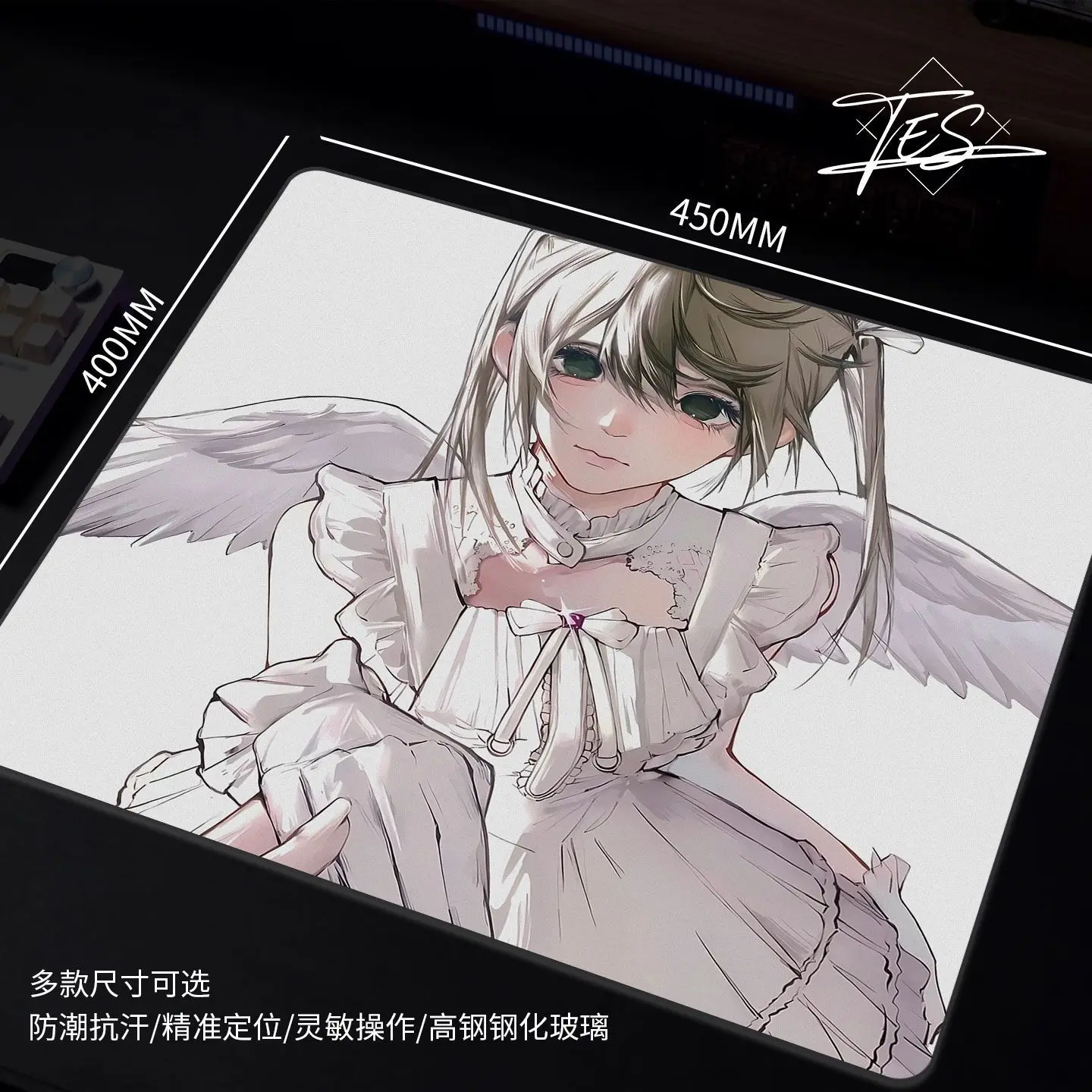 Photovoltaic Anime Glass Mouse Pad Gaming Pad Smooth Frosted Surface Waterproof Desk Tempered Multiple 450X500 Sizes Optional