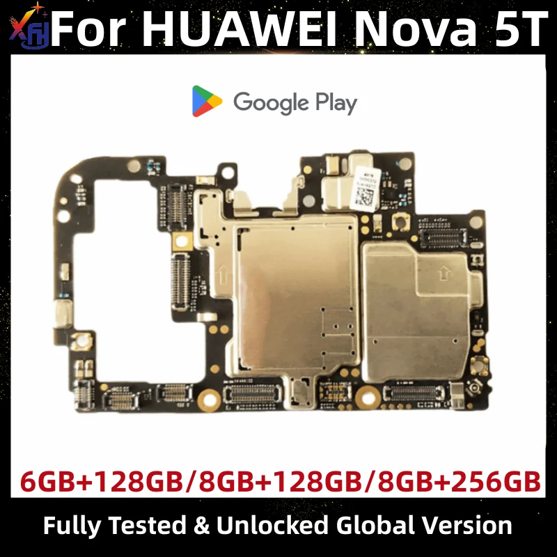 Motherboard for HUAWEI Nova 5T, 128GB, 256GB ROM, Unlocked Mainboard, with Google Play store Installed