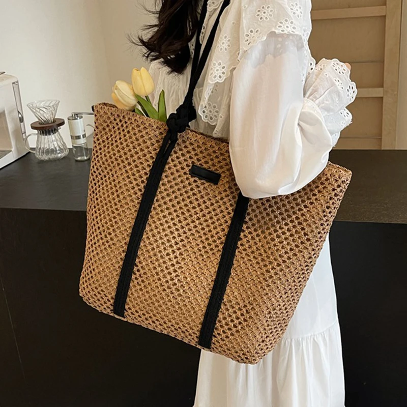 Summer Big Straw Bag For Women Large Capacity Woven Handbag Travel Holiday Beach Bag Casual Shopper Tote Bag Purse bolsa