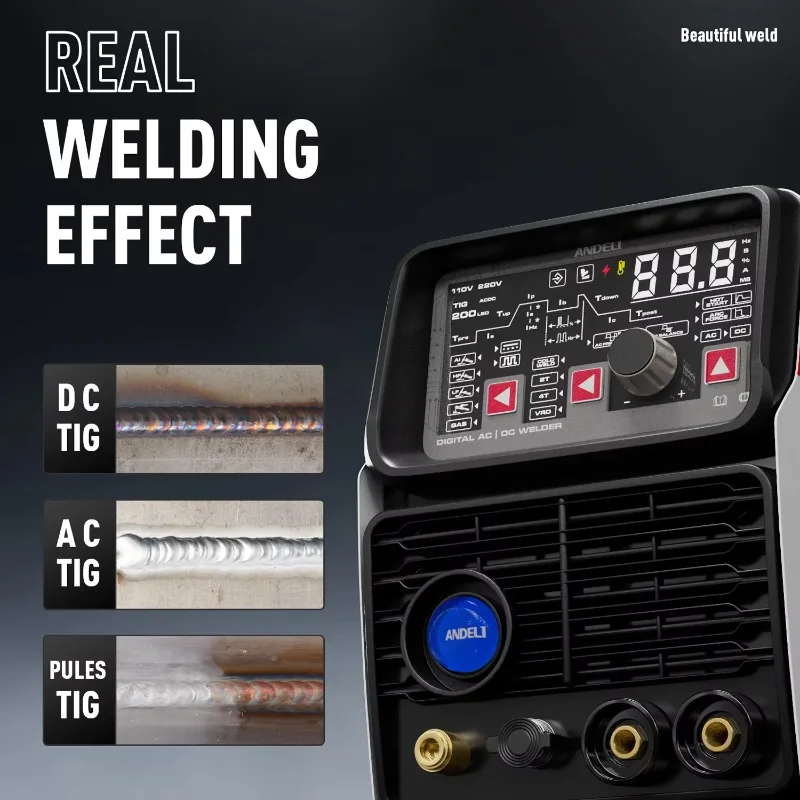LED 220V AC DC  Remote Control  Current TIG Welder TIG Welding Machine AC DC TIG Cold Pulse  Aluminum Welding