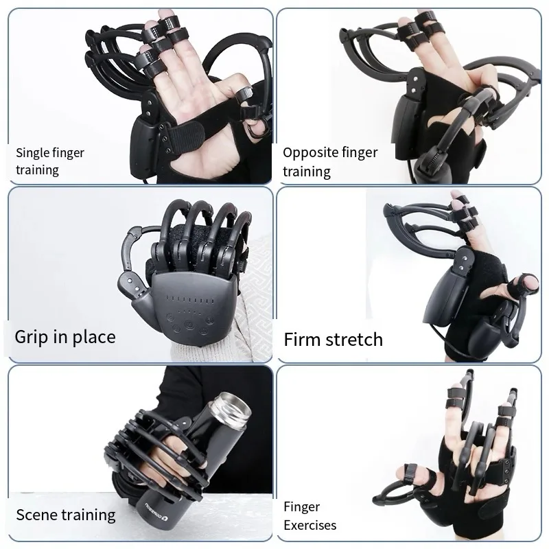 Lightweight Reusable Durable Exoskeleton Gloves for Stroke Hemiplegia Finger Rehabilitation Portable Unisex Homecare Physical
