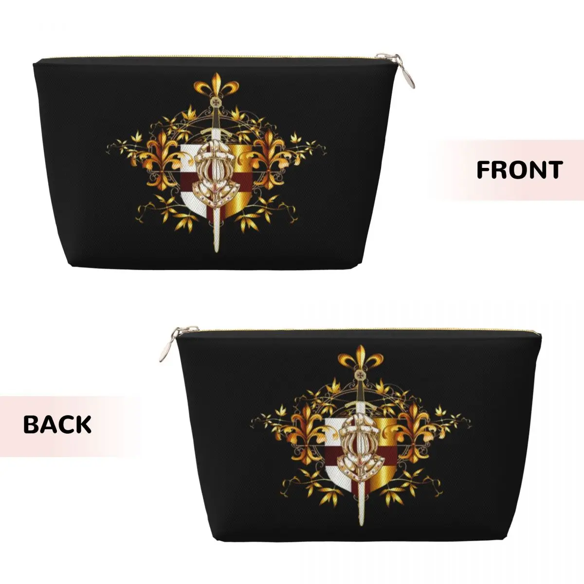 Custom Templar Knights Cross Shield Makeup Bag Travel Cosmetic Organizer Sword Emblem Secret Order Storage Toiletry Bags