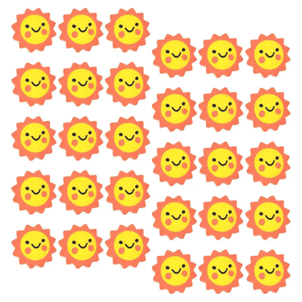 

50pcs Sunflower Cute Cartoon Large Bulk Mini Erasers Pencil Novelty Kids School Supplies Sun Erasers Student Tools
