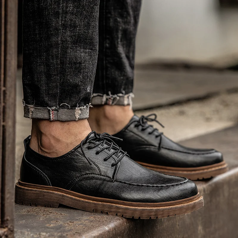 ChimBrand-Chaussures basses en cuir véritable pour hommes, résistantes à l'usure, chaussures décontractées d'extérieur, chaussures d'affaires de bureau