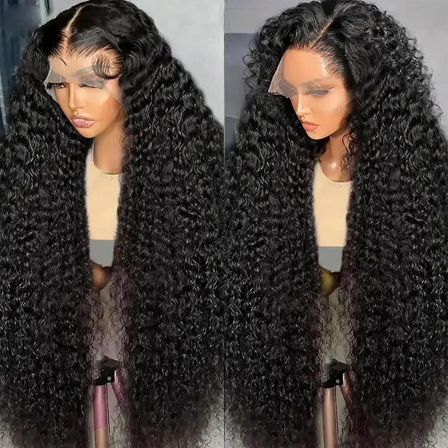 Deep Wave Frontal Wig 13x4 13x6 HD Transparent Deep Curly Lace Front Human Hair Wigs For Women Brazilian Closure Wig image 5