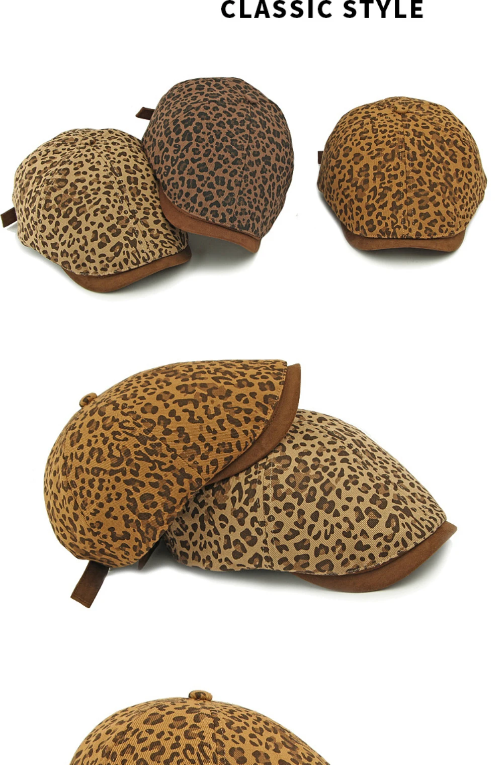 HT4791 Berets Frühling Herbst Hut Männer Frauen Leopard Achteckige Flache Kappe Künstler Maler Baskenmütze Hut Männlich Weiblich Einstellbare Baskenmütze Kappe – Detail 2