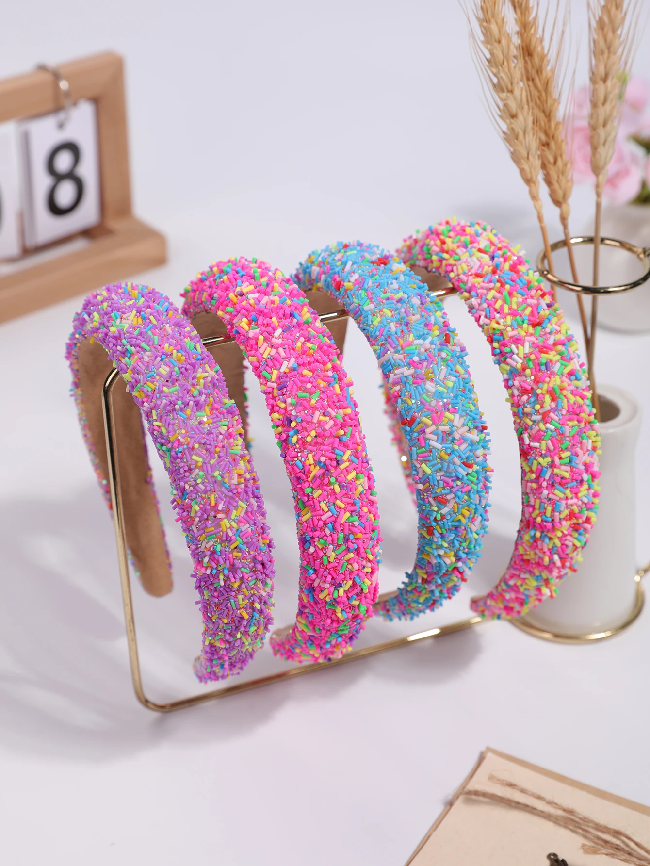 Handmade colored doughnuts acrylic hairband sweet fashion personality high skull top headdress niche headband female headdress