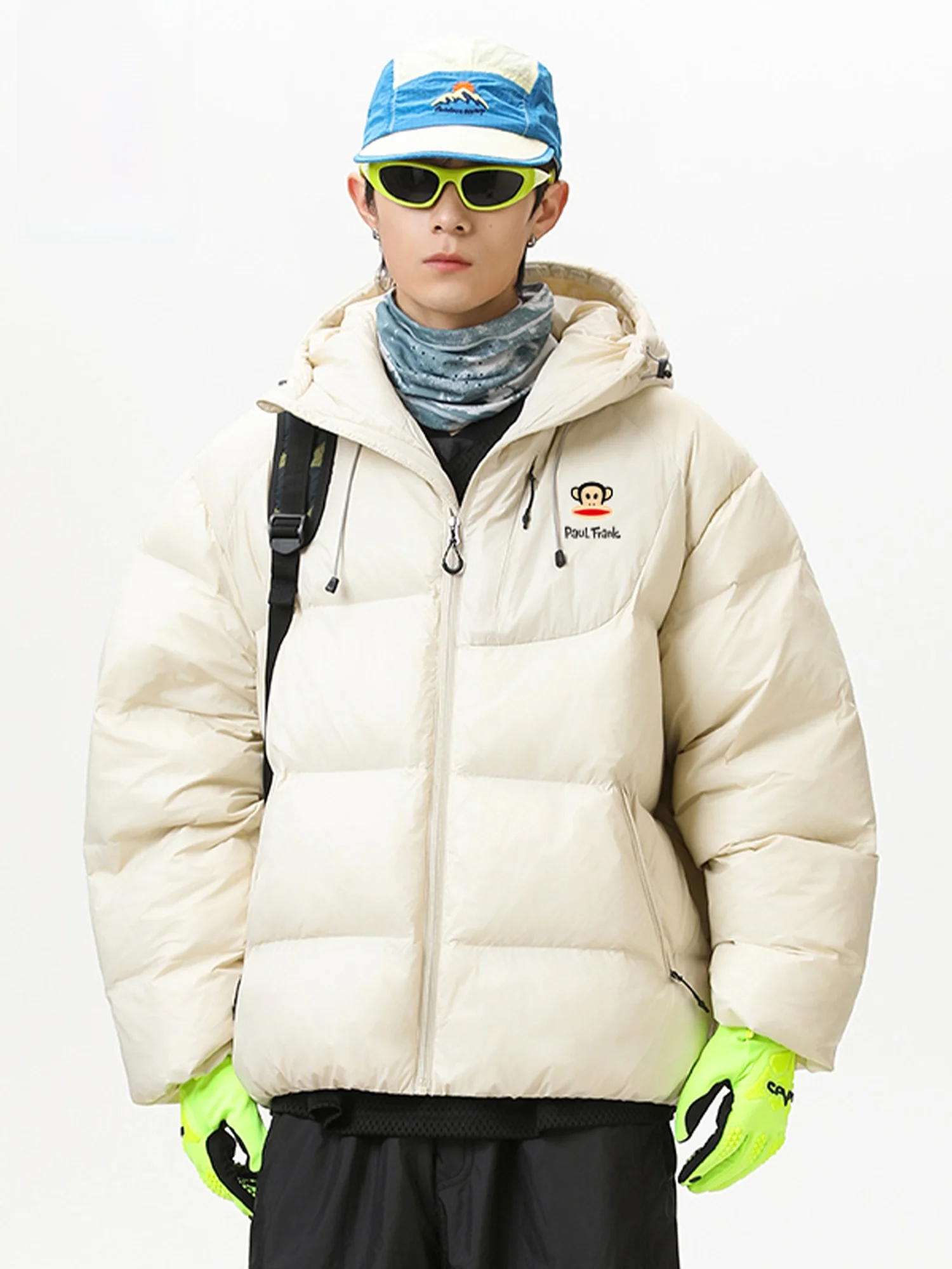 

Мужская зимняя теплая куртка Paul Frank свободного кроя с капюшоном, хлопковая, с защитой от холода, молодежная, модная, из полиэстера, с длинными рукавами, на молнии