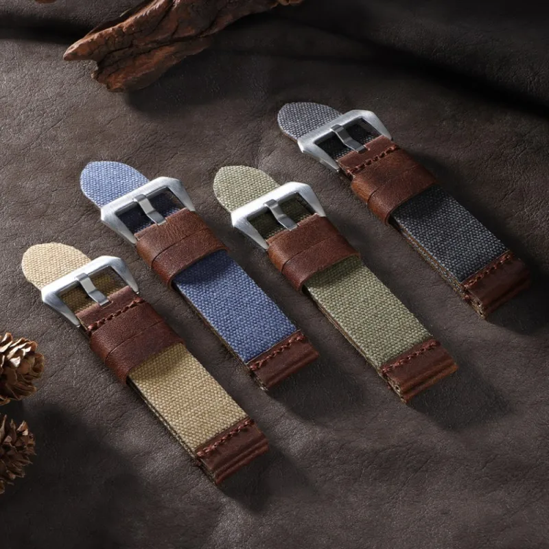 20 مللي متر 22 مللي متر 24 مللي متر جودة عالية النايلون + الجلود الرياضة حزام ساعة اليد ل قماش ناعم العالمي سوار ساعة اكسسوارات مع أداة