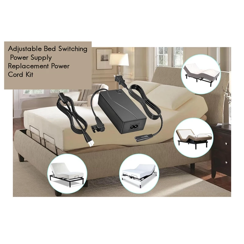 Adaptador de fuente de alimentación de Base de cama ajustable, Kit de cable de alimentación de repuesto de fuente de alimentación de cama eléctrica enchufe estadounidense