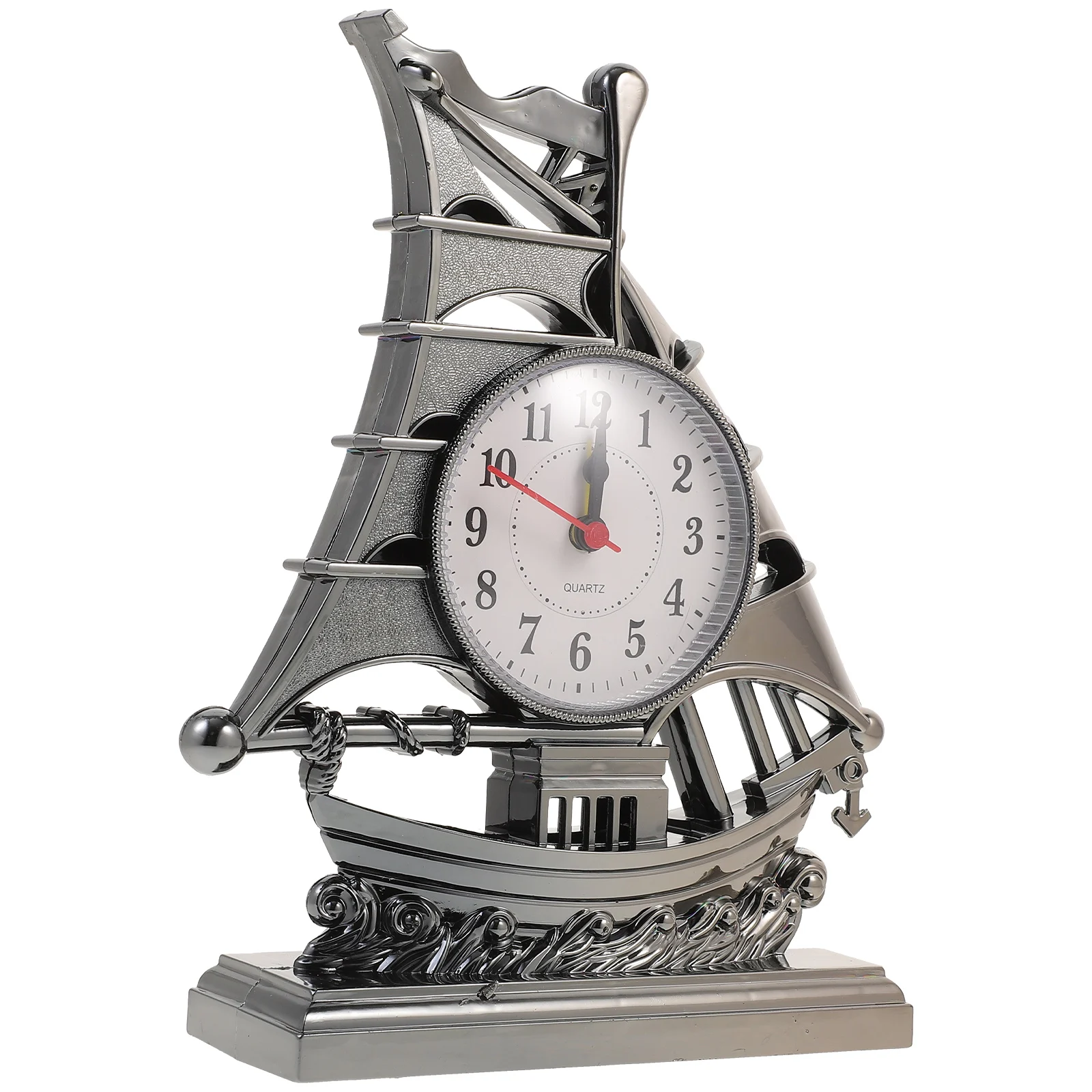 

Sailboat Clock Decoration Silent Design Plastic Material Accurate Time Display Unique Personality Gift Clock Lifelike Small Ship