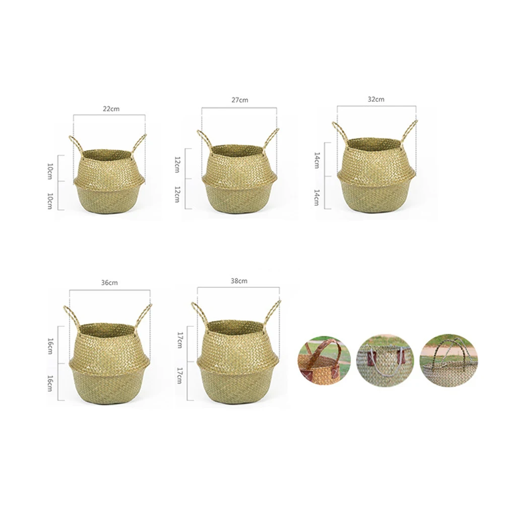 

Natural Seagrass Woven Flower With Handles For Home Bedroom Hotel Decoration Storage Laundry Size S Plant Pot Cover Reusable