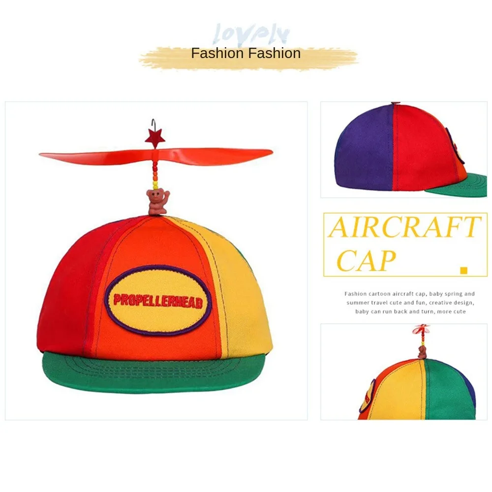 Propeller Dragonfly Baseball Cap Funny Helicopter Adjustable Bamboo Dragonfly Baseball Cap Color Propeller Bucket Hat Kids