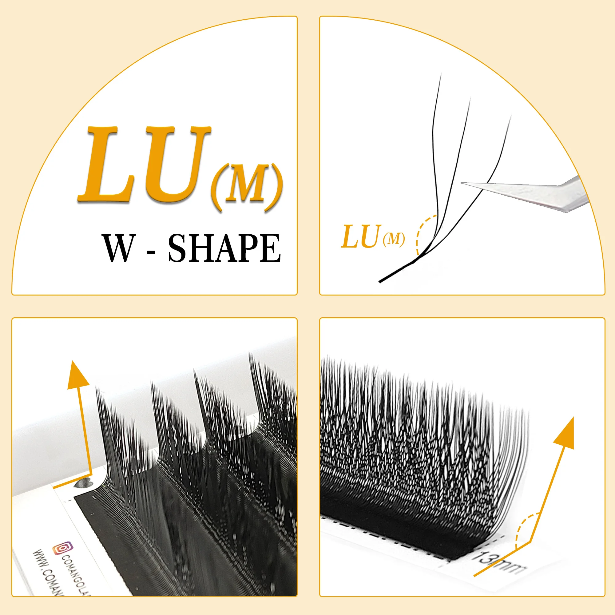 LU(M) LU(M) مزيج من الرموش المجعدة 8-15 واط تمديد الرموش YY 3D 4D 4D 5D على شكل حرف W مروحة حجم الرموش المزهرة التلقائية ذات الحجم الكبير