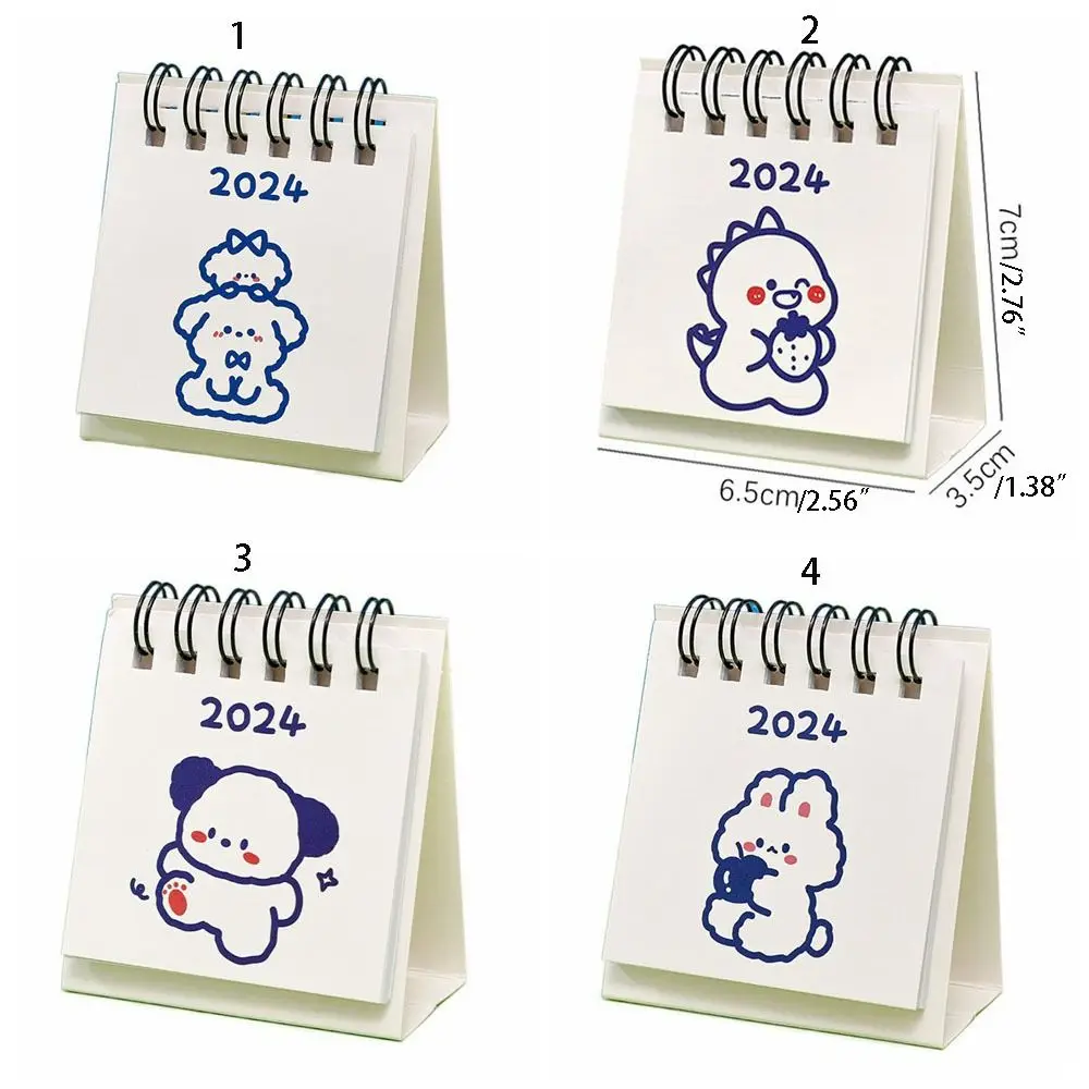Creative Ins 2024 Calendar Cute Mini Mini Desktop Calendar Cartoon Cartoon Coil Notepad Office