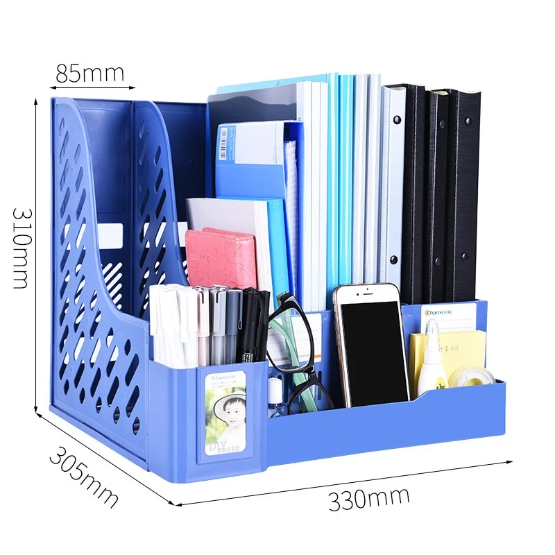 4 Column File Rack Desktop Organizer With Pen Holder Office Stationery Gift
