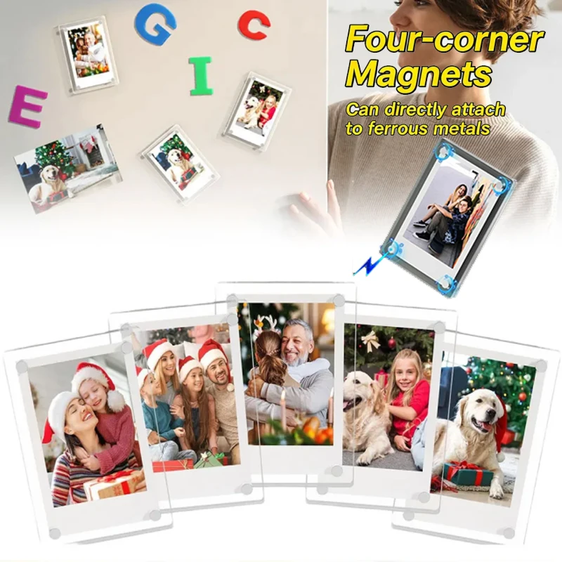 3/4inch Transparent Magnetic Picture Frame Acrylic Refrigerator Photo Holder Polaroid Display Board Fridge Magnet Diy Photo Deco