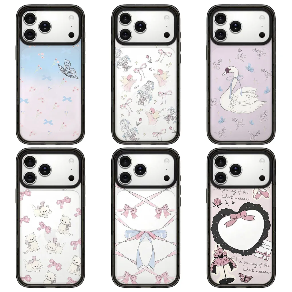 

Bowknot Butterfly 2.0 Acrylic Black Border Magnetic Phone Case Cover for IPhone 12 13 14 15 16 17 Pro Max Case