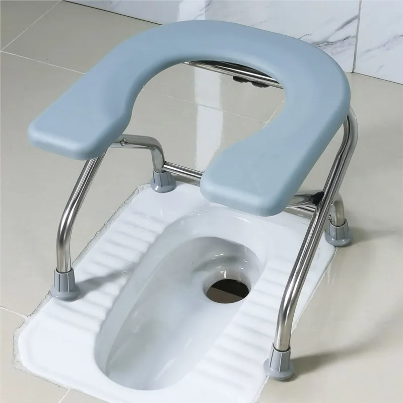 U-shaped Folding Toilet Chair Pregnant Elderly Toilet Stool Chair  Stainless Steel Toilet Stool Squatting Toilet Chair ZE395