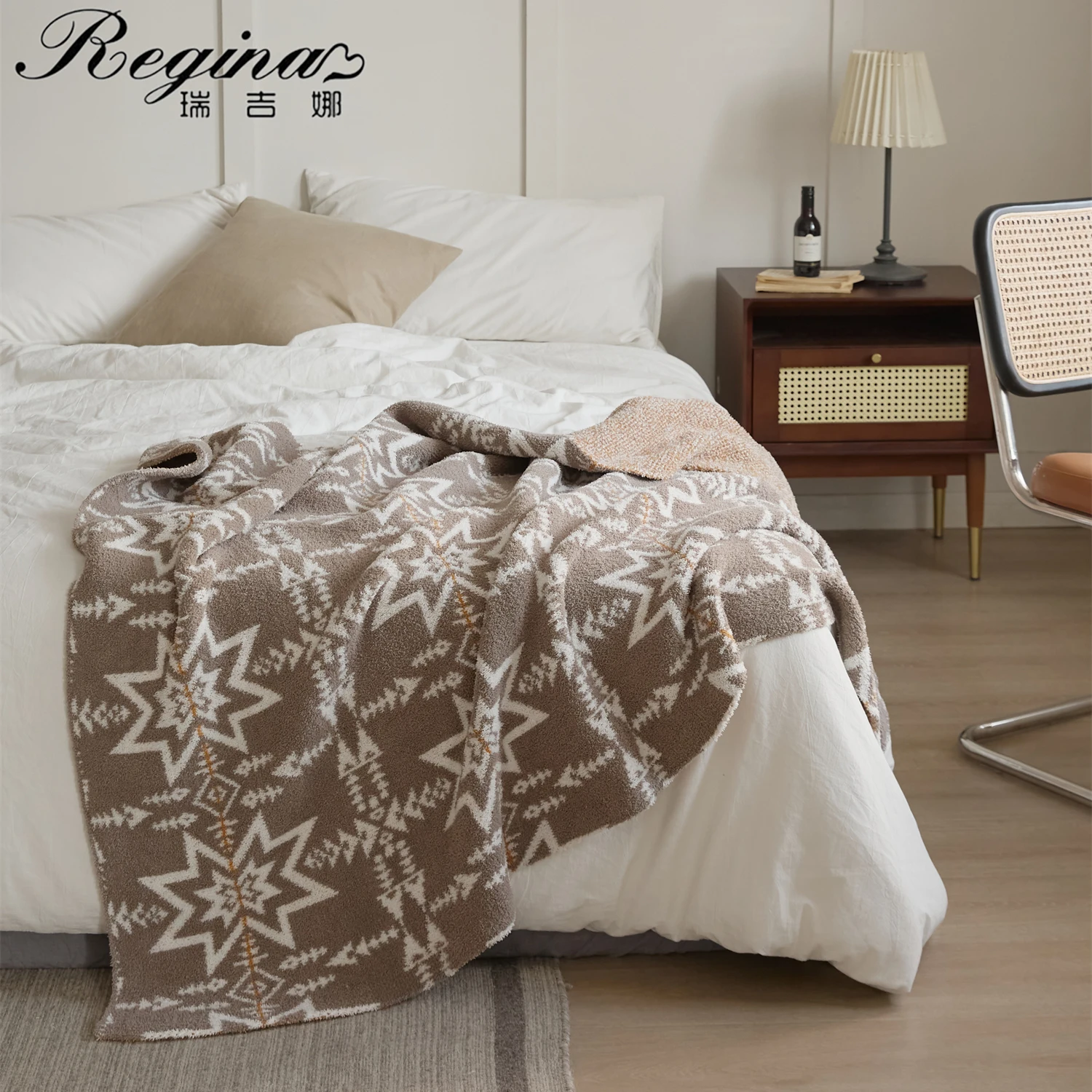 Regina tribo retro totem jacquard cobertor gracioso cinza étnico padrão peludo pele microfibra sofá cama de malha cobertor lance