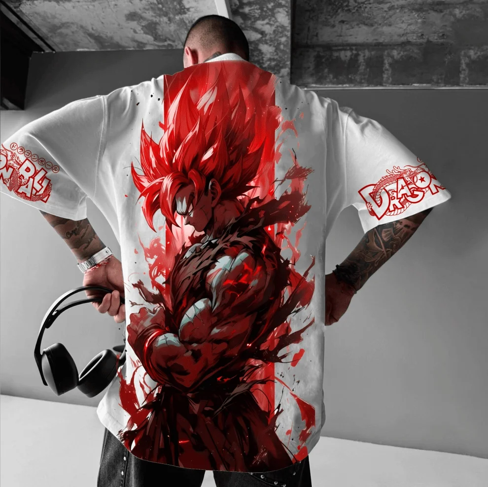 

Футболка с принтом аниме Dragon Ball Super Saiyan Wukong, летняя, унисекс, хлопковая, в стиле аниме, оверсайз, плотная ткань