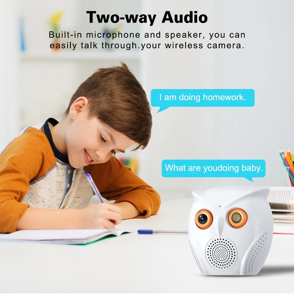 ICSEE WiFi Camera Owl Shape 2K 5MP Smart Home Mini Indoor Baby Moniton Detection Night Vision Two Way Audio Surveillance Cameras - Image 4