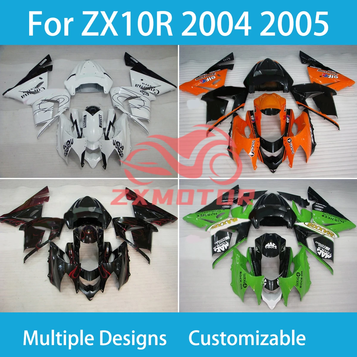 

ZX10R 2004 2005 Высококачественные обтекатели для Kawasaki Ninja ZX 10R 04 05, комплект обтекателей для мотоцикла