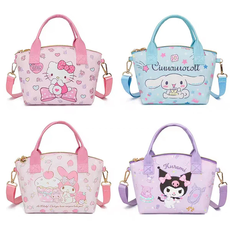 Lovely Sanrio Cinnamoroll Hello Kitty Tote Handbag Stylish Versatile With Adorable Kuromi Mymelody Prints Perfect Shoulder Bag