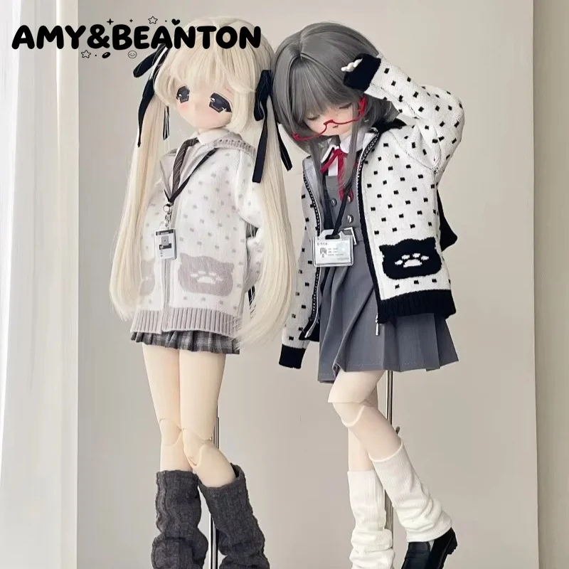 1/4 BJD Doll Clothes Knitwear Y2k Casual Long Sleeves Jacket Ball Jointed Doll Replacement Outfit For Regular 1/4 Dolls Costume