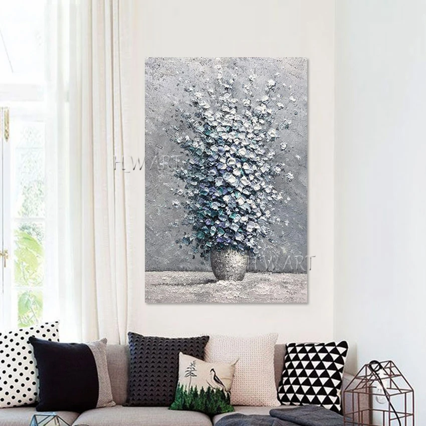 Abstract Plant Bonsai Oil Painting Thick Acrylic Texture Wall Canvas Art Leaf Picture Frameless Home Decoration Pieces Luxury